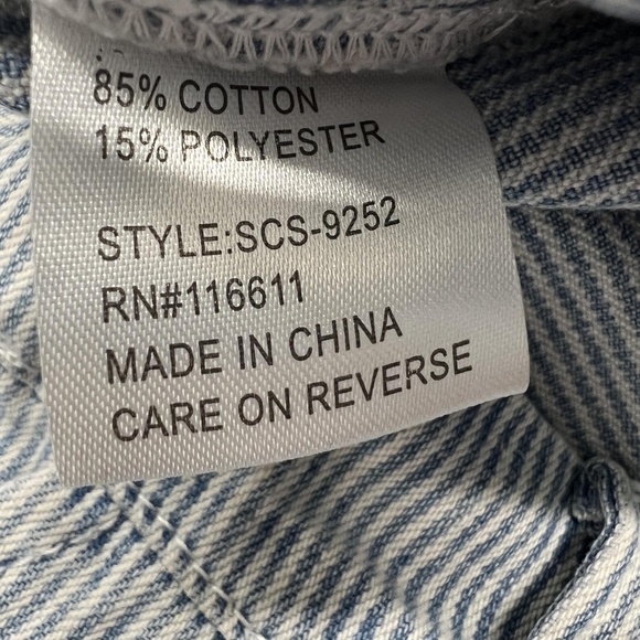 Anthropologie Self Contrast Skirt L Blue White Stripe Jean Midi Front Slit - Picture 7 of 8